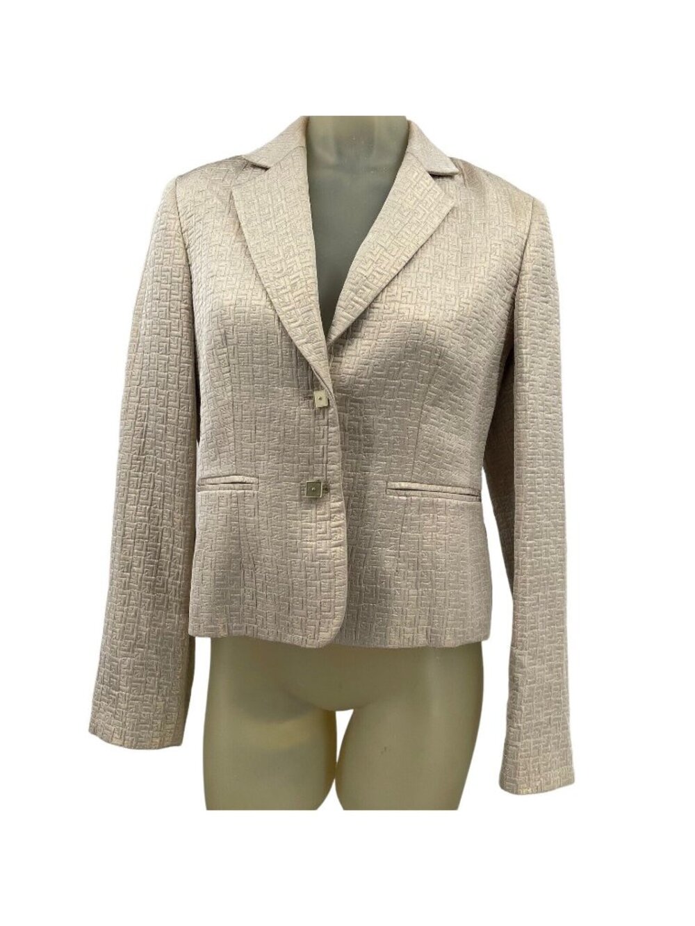 Louben Women’s Jacket Blazer textured gold metallic size 8 cotton blened lined